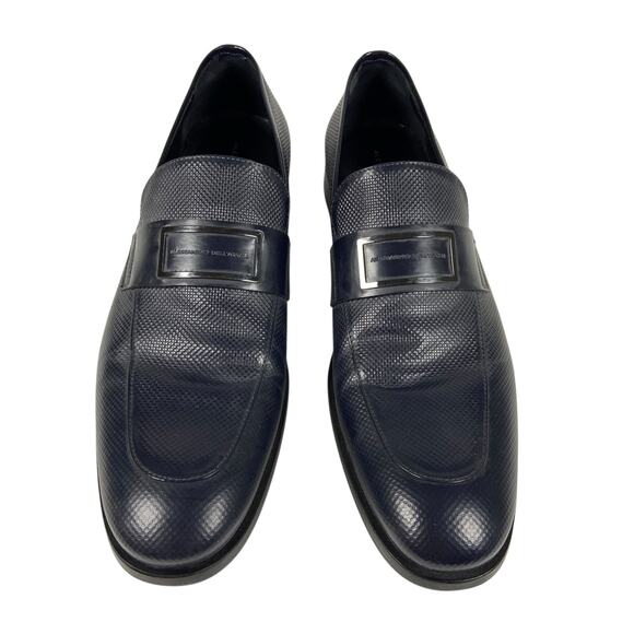 Alessandro dell Acqua Mens Dress Shoes Dark Navy Color Leather  Size 44 1/2 - Picture 4 of 12